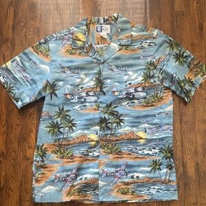 Vintage bives Tropical Blue Men's Casual Shirt100 % cotton